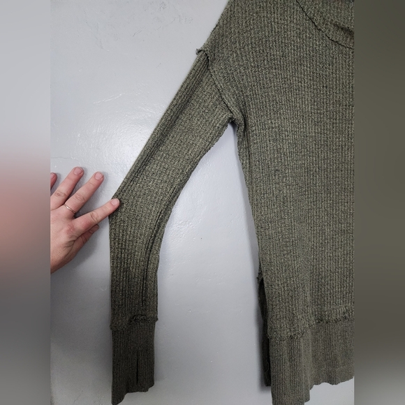 We The Free Long Sleeve Oversized Waffle Knit Top Small - Picture 4 of 5